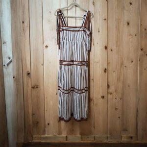 Striped Brown and White Sleeveless Dress